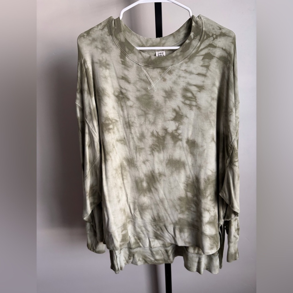 Joy Lab Tie Dye Long Sleeve Top Green Oversized Size Large